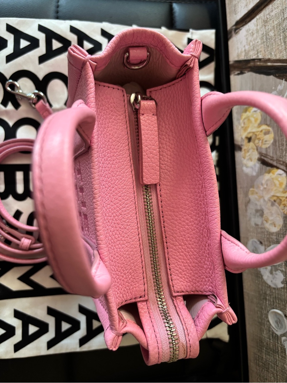 Marc Jacobs Pink Leather MINI The Tote Bag with Detachable Strap - Picture 7 of 12